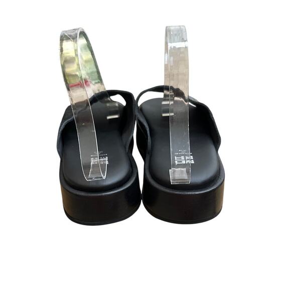 MOMA Black Leather Platform Slides Sandals Size 10.5 Handmade - Picture 3 of 7